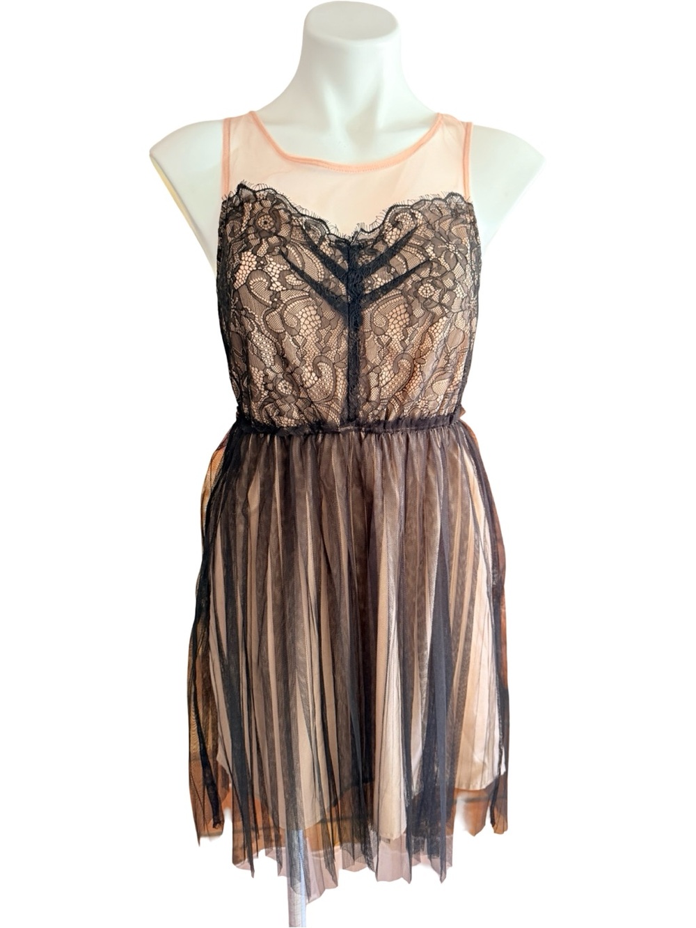 Pins & Needles Fairycore Black Tulle and Lace Babydoll Mini Dress Sz S
